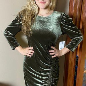 Bailey 44 Khaki Green Lily Dress 3/4 Sleeve w Slit